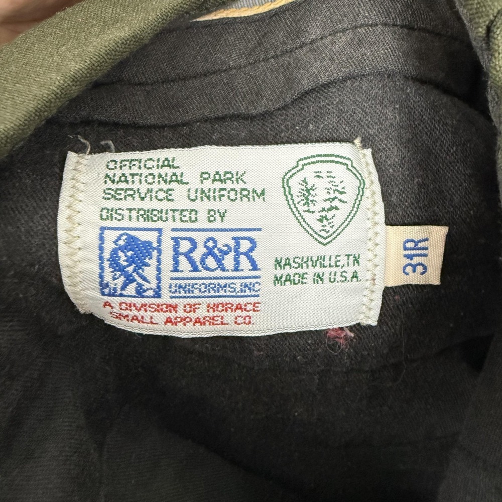 Vintage National Park Service Pants Mens 31x30 Green Wool Blend R&R Uniforms - Picture 3 of 15